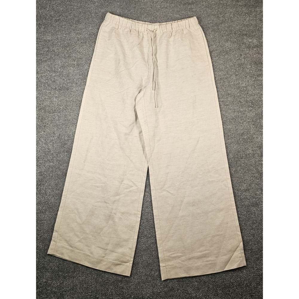 Aritzia Lodge Linen Wide Leg Pants Women's Size Large Undyed Ecru